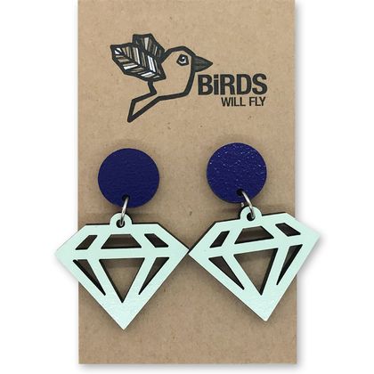 Purple/Green Diamond Shape Earrings